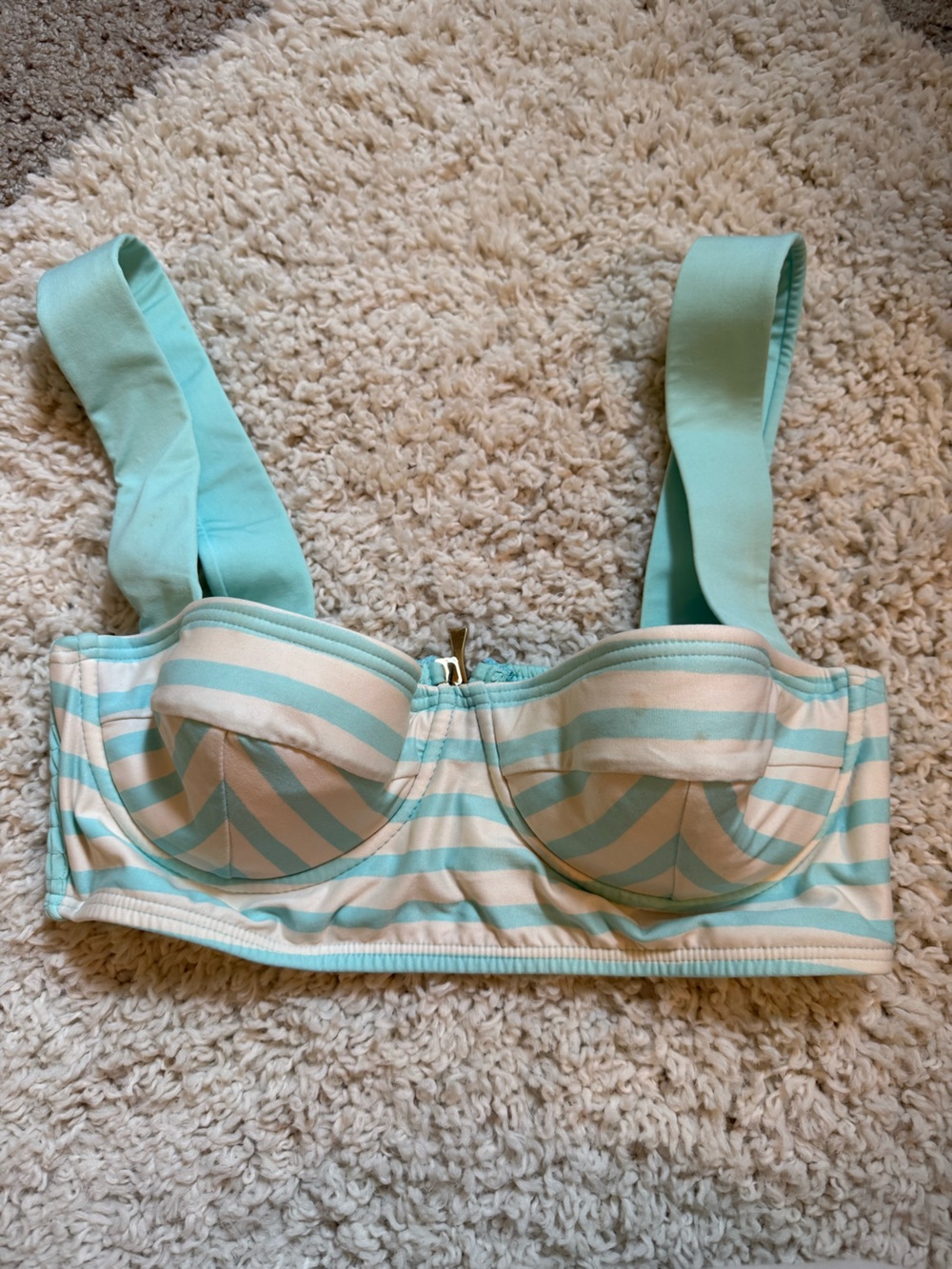 kate spade Mint Green and White Bikini Top